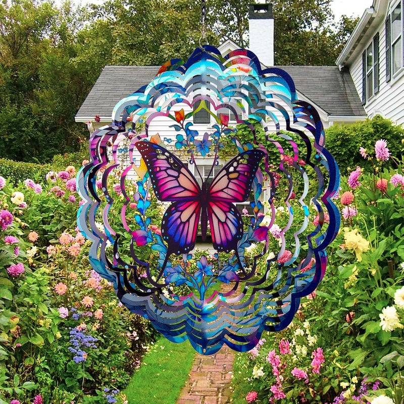 Opjoy Butterfly Wind Spinners Outdoor - 12 inch from Daughter, Birthday Gifts for Women, Butterflies Outdoor Hanging Wind Sculptures, Garden Decor for Outside, Patio, Yard, Lawn, Balcony - Image 2